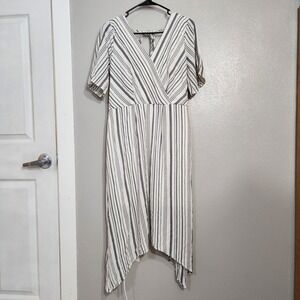 Maurice's Women's Dress Size‎ Medium No Belt Stiped Flutter Sleeve Midi